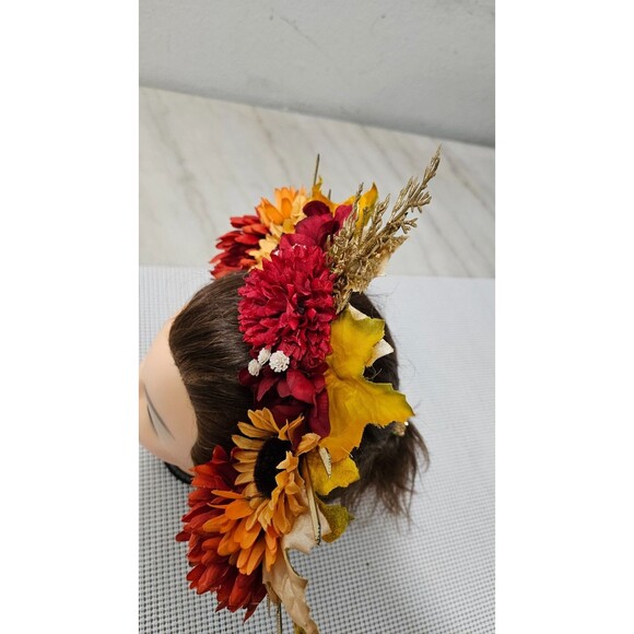 Sunflower headdress Large flower crown Summer flower crown Boho festival crown - Picture 4 of 8